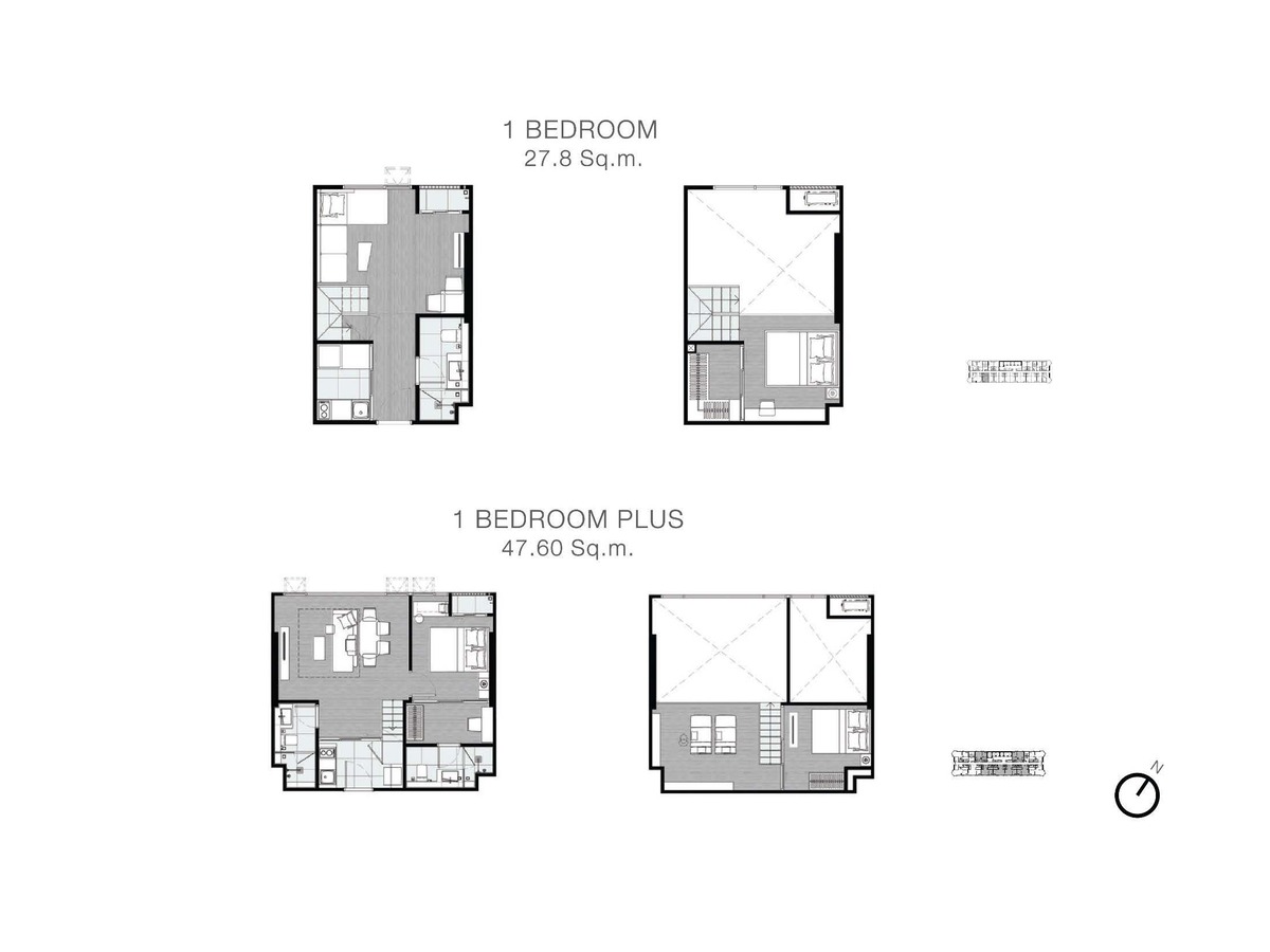 1Bedroom(27.8 sq.m.) 1BedroomPlus(47.6sq.m.)