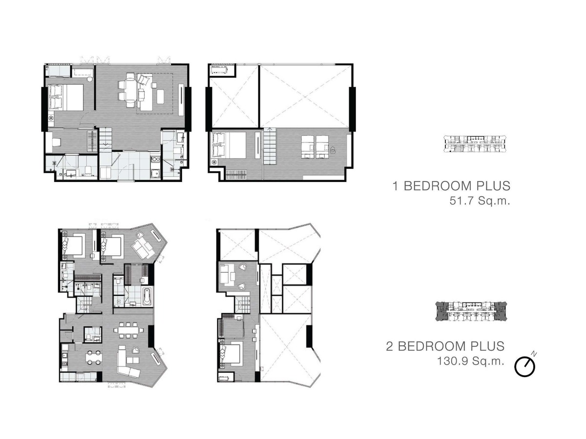 1BedroomPlus(51.7sq.m.), 2BedroomPlus(130.9sq.m.)
